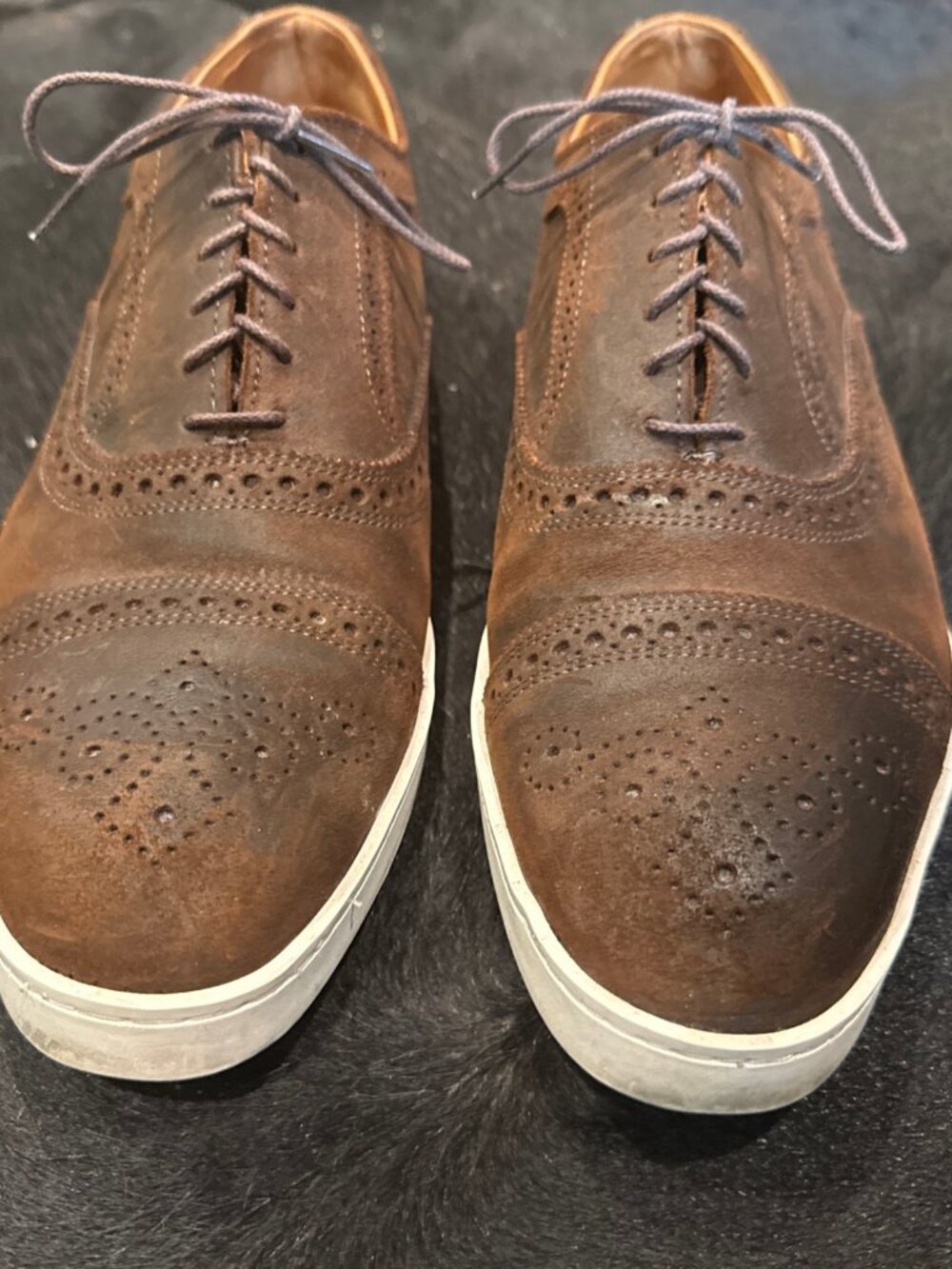 Allen Edmonds Strand Men’s Sz 12D Sneak Snuff Brown Suede Cap Toe Oxford Sneaker